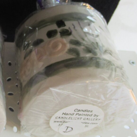 Stylized flowers, 3" Pillar Candle, Hand Painted, Nature, Codes G, D - Picture 4 of 4